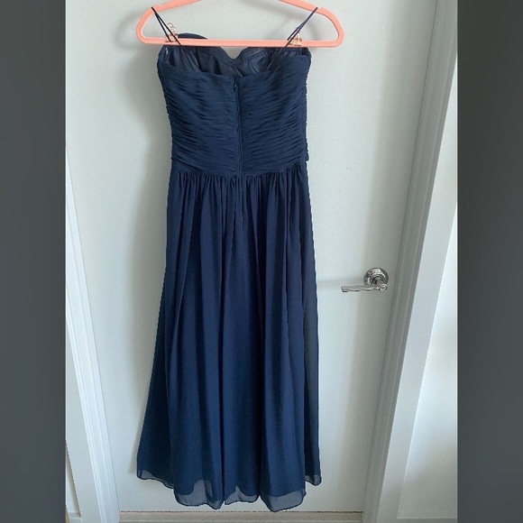 JS Boutique Women’s Ruched Bodice Chiffon Gown NAVY - Picture 2 of 6